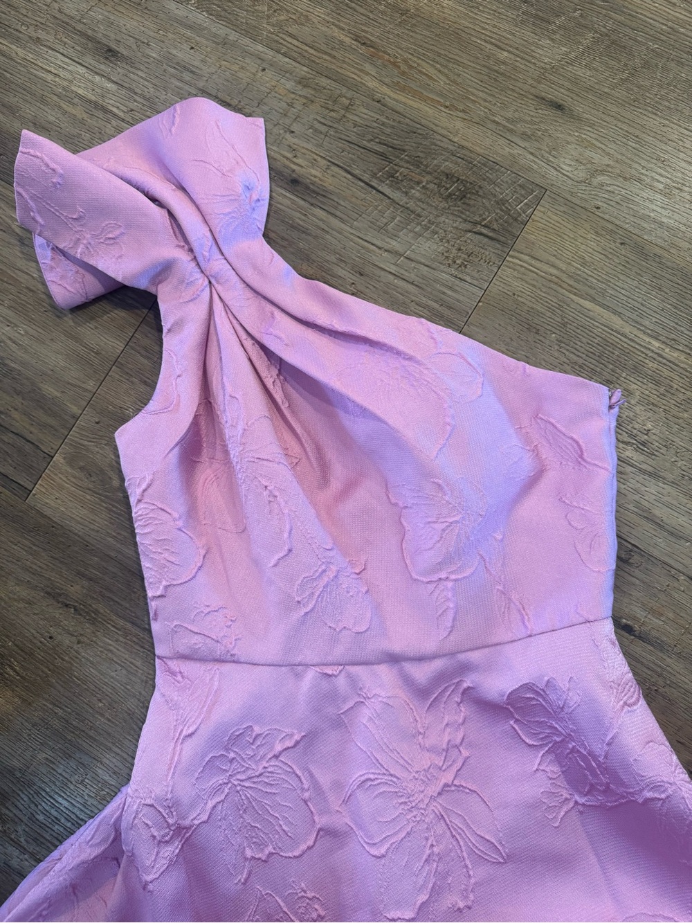 Monique Lhuillier Soft Orchid One-Shoulder Knot-Detail A-Line Dress Gown Sz 8 - Picture 3 of 8